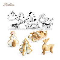 3D Biscuit Tool Baking Molds Scenario Favorite Holiday Shapes Stainless Steel Christmas Cake Cookie Cutters Set