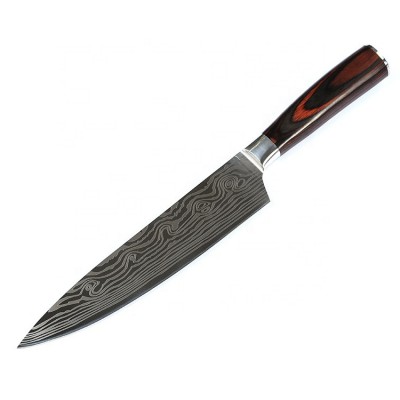 professional forged 8 inch Laser Damascus pattern full tang super high carbon german stainless steel kitchen chef knife